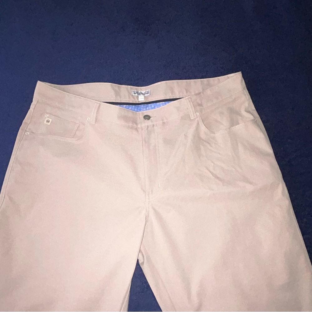 Peter Millar Golf Pants Casual Chino Men's 40x30 Flat Front Beige Khaki Tan 8524 - Picture 7 of 16